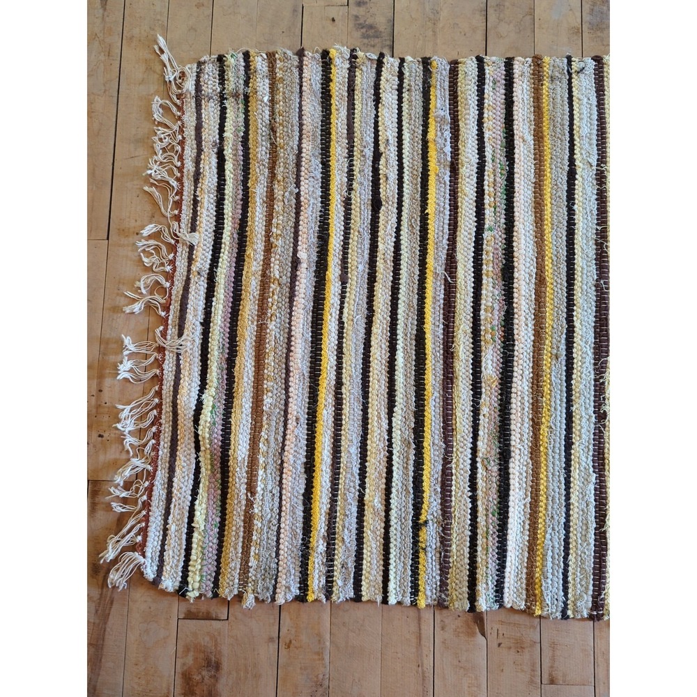 Antique Imported Swedish Hand Made Rag Rug Runner (26 x 188" ) Very Pretty - Picture 11 of 11